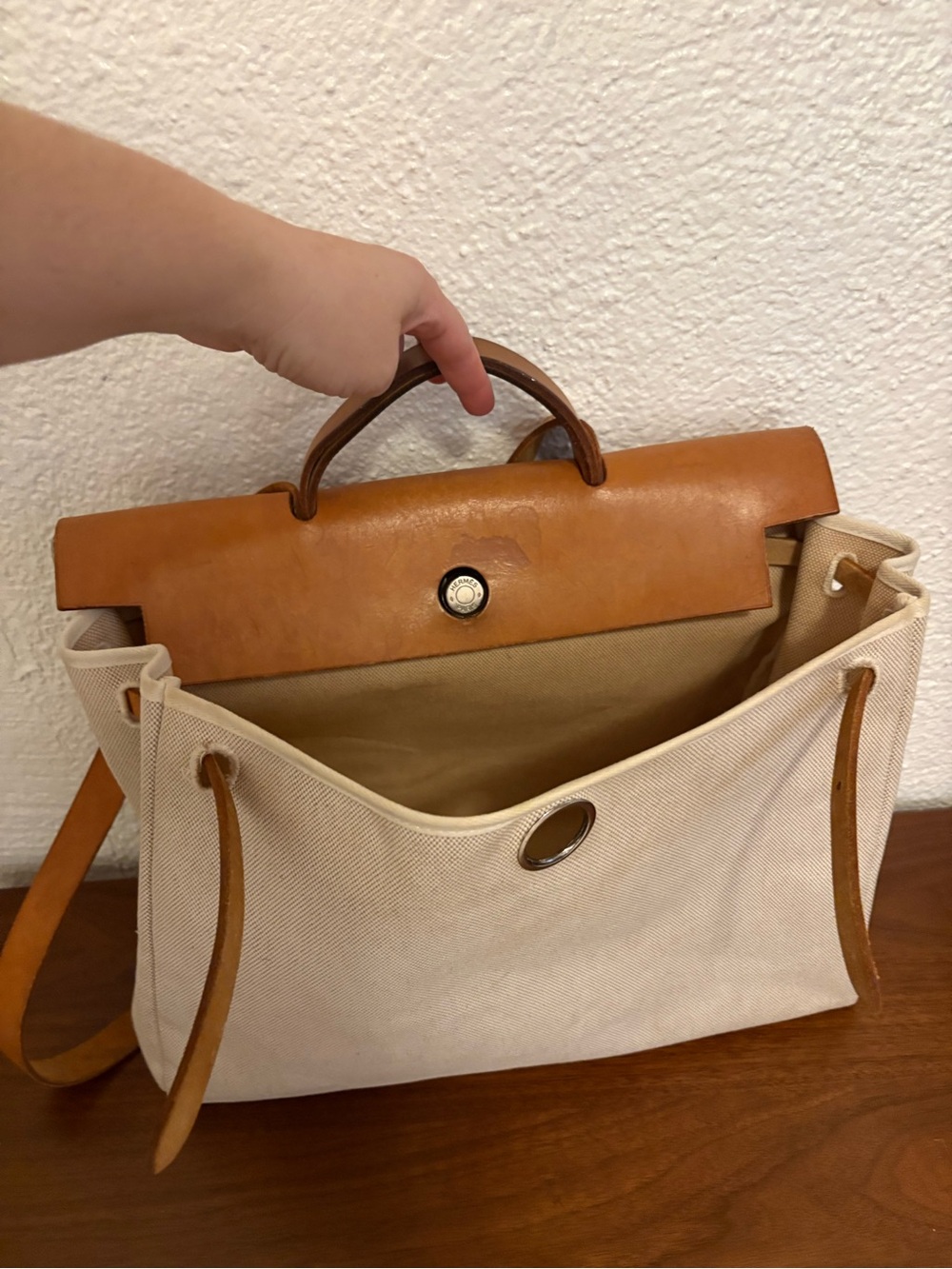Authentic Hermès Toile Canvas Herbag - Vintage - Picture 15 of 16